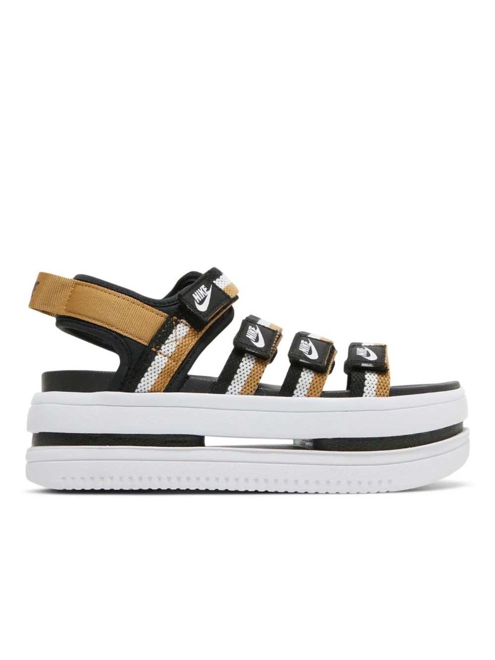 Nike Women's Platform Strap Sandals — Black, White & gold